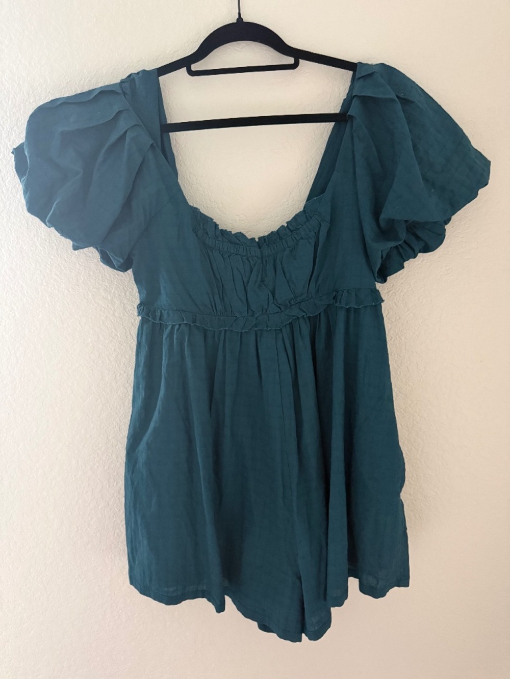 Anthropology Teal Babydoll Romper - 100% Cotton